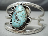 Heavy Earlier Vintage Native American Navajo #8 Turquoise Sterling Silver Bracelet-Nativo Arts