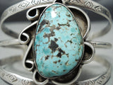 Heavy Earlier Vintage Native American Navajo #8 Turquoise Sterling Silver Bracelet-Nativo Arts