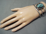 Heavy Earlier Vintage Native American Navajo #8 Turquoise Sterling Silver Bracelet-Nativo Arts
