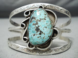 Heavy Earlier Vintage Native American Navajo #8 Turquoise Sterling Silver Bracelet-Nativo Arts