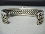 Heavy Gauge Wire Sterling Silver Vintage Native American Navajo Turquoise Bracelet-Nativo Arts