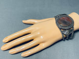 Heavy Hand Coiled Rare Vintage Native American Navajo Petrified Wood Sterling Silver Bracelet-Nativo Arts