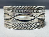 Heavy Hand Tooled Vintage Native American Navajo All Sterling Silver Bracelet-Nativo Arts