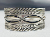 Heavy Hand Tooled Vintage Native American Navajo All Sterling Silver Bracelet-Nativo Arts
