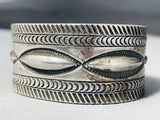 Heavy Hand Tooled Vintage Native American Navajo All Sterling Silver Bracelet-Nativo Arts