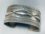 Heavy Hand Tooled Vintage Native American Navajo All Sterling Silver Bracelet-Nativo Arts