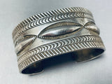 Heavy Hand Tooled Vintage Native American Navajo All Sterling Silver Bracelet-Nativo Arts
