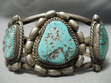 Heavy Huge!! Vintage Native American Navajo Hachita Turquoise Sterling Silver Bracelet Old-Nativo Arts