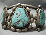 Heavy Huge!! Vintage Native American Navajo Hachita Turquoise Sterling Silver Bracelet Old-Nativo Arts