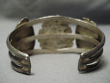 Heavy Huge!! Vintage Native American Navajo Hachita Turquoise Sterling Silver Bracelet Old-Nativo Arts