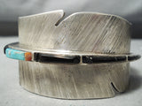 Heavy Intricate Detailed Vintage Native American Navajo Turquoise Sterling Silver Bracelet-Nativo Arts