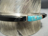 Heavy Intricate Detailed Vintage Native American Navajo Turquoise Sterling Silver Bracelet-Nativo Arts