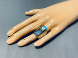 Heavy Kachina Native American Navajo Turquoise Sterling Silver Powerful Ring-Nativo Arts