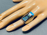 Heavy Kachina Native American Navajo Turquoise Sterling Silver Powerful Ring-Nativo Arts