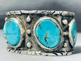 Heavy Men's Vintage Native American Navajo Turquoise Sterling Silver Bracelet-Nativo Arts