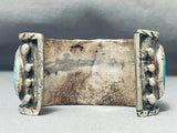 Heavy Men's Vintage Native American Navajo Turquoise Sterling Silver Bracelet-Nativo Arts