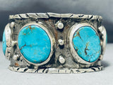 Heavy Men's Vintage Native American Navajo Turquoise Sterling Silver Bracelet-Nativo Arts