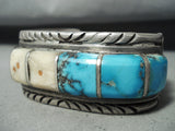 Heavy Museum Vintage Native American Navajo Blue Diamond Turquoise Sterling Silver Bracelet-Nativo Arts