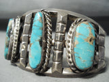 Heavy Museum Vintage Native American Navajo Long Turquoise Sterling Silver Bracelet-Nativo Arts