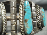 Heavy Museum Vintage Native American Navajo Long Turquoise Sterling Silver Bracelet-Nativo Arts