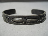 Heavy Patina Vintage Native American Navajo Repoussed Galore Sterling Silver Bracelet-Nativo Arts