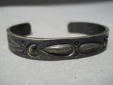 Heavy Patina Vintage Native American Navajo Repoussed Galore Sterling Silver Bracelet-Nativo Arts