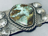 Heavy Royston Turquoise Vintage Native American Navajo Sterling Silver Buckle Old-Nativo Arts