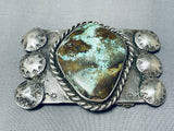 Heavy Royston Turquoise Vintage Native American Navajo Sterling Silver Buckle Old-Nativo Arts