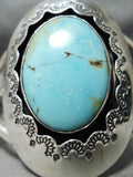 Heavy Royston Turquoise Vintage Native American Navajo Sterling Silver Sunray Bracelet Old-Nativo Arts