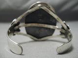 Heavy Royston Turquoise Vintage Native American Navajo Sterling Silver Sunray Bracelet Old-Nativo Arts