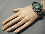 Heavy Thick Vintage Native American Navajo Cerrillos Turquoise Sterling Silver Bracelet Old-Nativo Arts