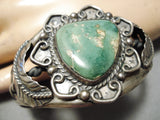 Heavy Thick Vintage Native American Navajo Cerrillos Turquoise Sterling Silver Bracelet Old-Nativo Arts