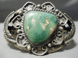 Heavy Thick Vintage Native American Navajo Cerrillos Turquoise Sterling Silver Bracelet Old-Nativo Arts