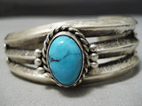Heavy Thick Vintage Native American Navajo Spiderweb Turquoise Sterling Silver Bracelet-Nativo Arts