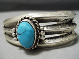 Heavy Thick Vintage Native American Navajo Spiderweb Turquoise Sterling Silver Bracelet-Nativo Arts