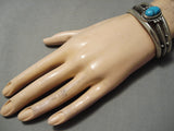 Heavy Thick Vintage Native American Navajo Spiderweb Turquoise Sterling Silver Bracelet-Nativo Arts