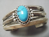 Heavy Thick Vintage Native American Navajo Spiderweb Turquoise Sterling Silver Bracelet-Nativo Arts
