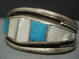Heavy Thick Vintage Navajo Bisbee Turquoise Sterling Native American Jewelry Silver Bracelet-Nativo Arts