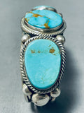 Heavy Thicker Native American Navajo #8 Turquoise Sterling Silver Thick Coil Bracelet-Nativo Arts