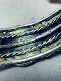Heavy Thicker Native American Navajo #8 Turquoise Sterling Silver Thick Coil Bracelet-Nativo Arts