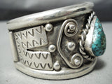 Heavy Vintage Native American Navajo Damale Turquoise Sterling Silver Bracelet-Nativo Arts