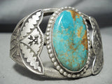 Heavy Vintage Native American Navajo Ingot Silver Royston Turquoise Bracelet-Nativo Arts
