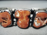 Herb Ration Chunky Coral Vintage Native American Navajo Sterling Silver Bracelet-Nativo Arts