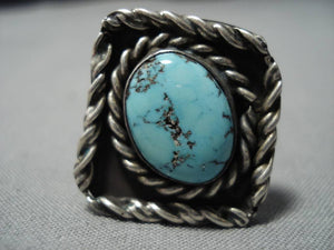 High Grade Carico Lake Turquoise Vintage Native American Navajo Sterling Silver Ring Old-Nativo Arts