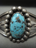 High Grade Natural Domed Persin Turquoise Vintage Navajo Native American Jewelry Silver Bracelet-Nativo Arts