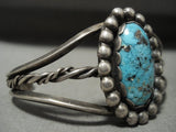 High Grade Natural Domed Persin Turquoise Vintage Navajo Native American Jewelry Silver Bracelet-Nativo Arts
