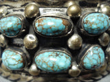 High Grade Vintage Native American Navajo #8 Turquoise Sterling Silver Bracelet-Nativo Arts