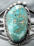 High Grade Vintage Native American Navajo Carico Lake Turquoise Sterling Silver Bracelet Old-Nativo Arts