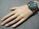 High Grade Vintage Native American Navajo Carico Lake Turquoise Sterling Silver Bracelet Old-Nativo Arts