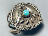 Highly Detailed Vintage Native American Navajo Turquoise Sterling Silver Bracelet-Nativo Arts